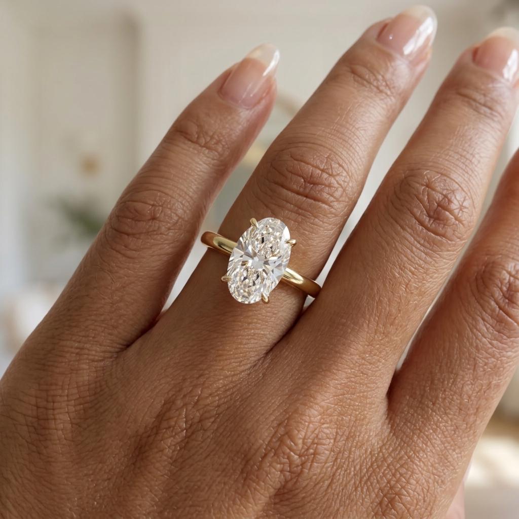 14k/18k Gold Moval cut Moissanite Custom Engagement Rings for Women | Minimalist Bridal Jewelry image #2