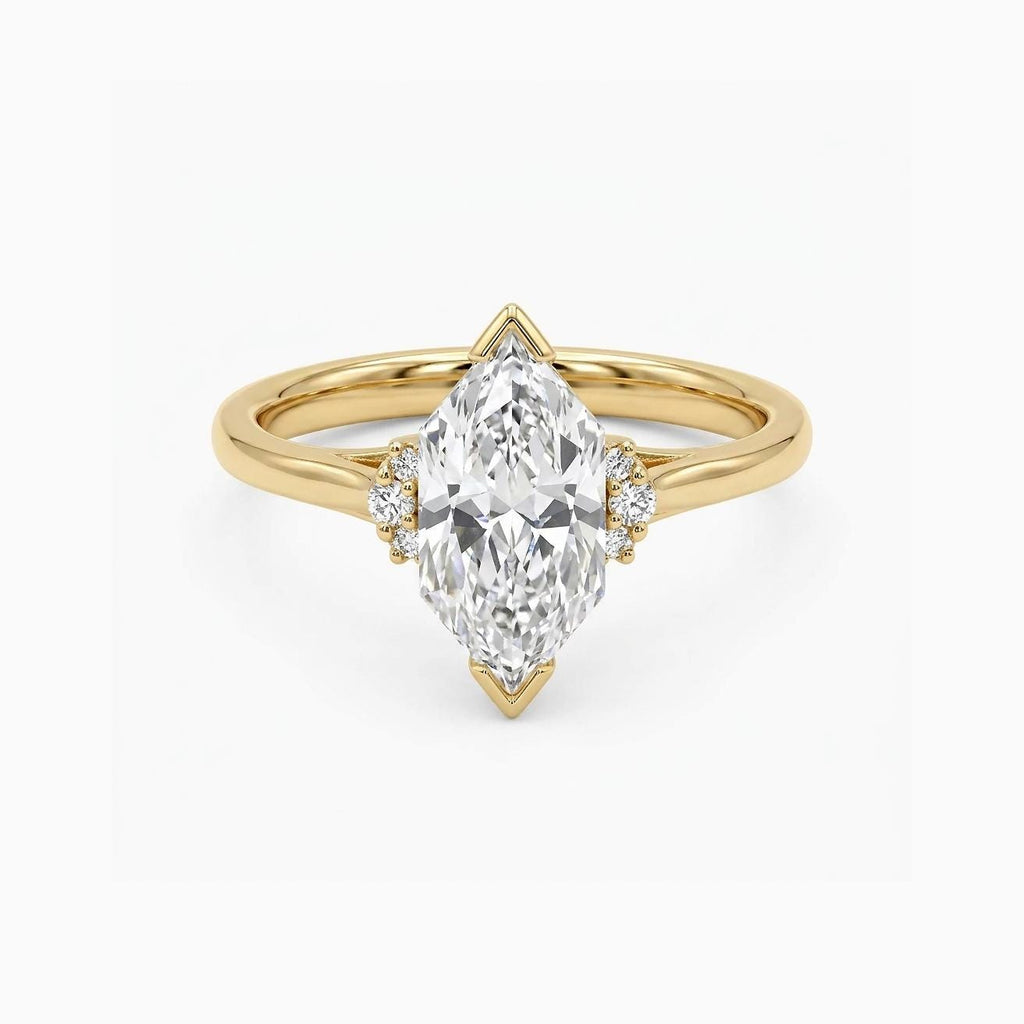 14k/18k Gold Dutch Marquise Diamond Unique Engagement Ring | Lab Made Diamond Ring Custom Bridal Jewelry image #3