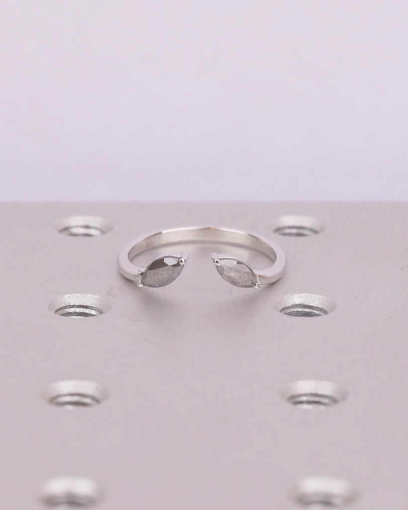 18k Solid Gold Wedding Band Women, Diamond Matching Rings, Open Cuff Ring image #9