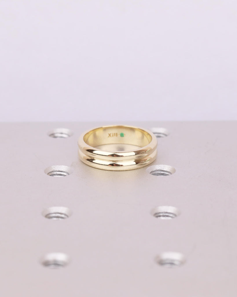 5mm Wedding Band, 14k/18k Solid Gold Minimalist Stackable Rings, Hidden Green Sapphire image #14
