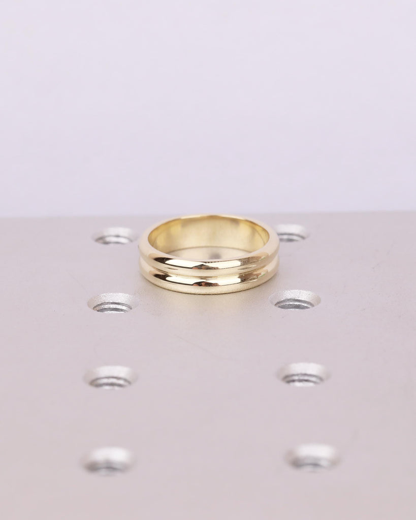 5mm Wedding Band, 14k/18k Solid Gold Minimalist Stackable Rings, Hidden Green Sapphire image #5