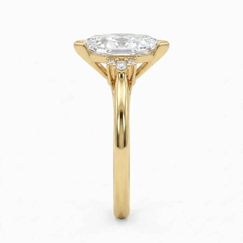 Moissanite Dutch Marquise Gold Rings for Women | Custom Engagement Ring | Diamond Cluster Ring Anniversary Gift image #3