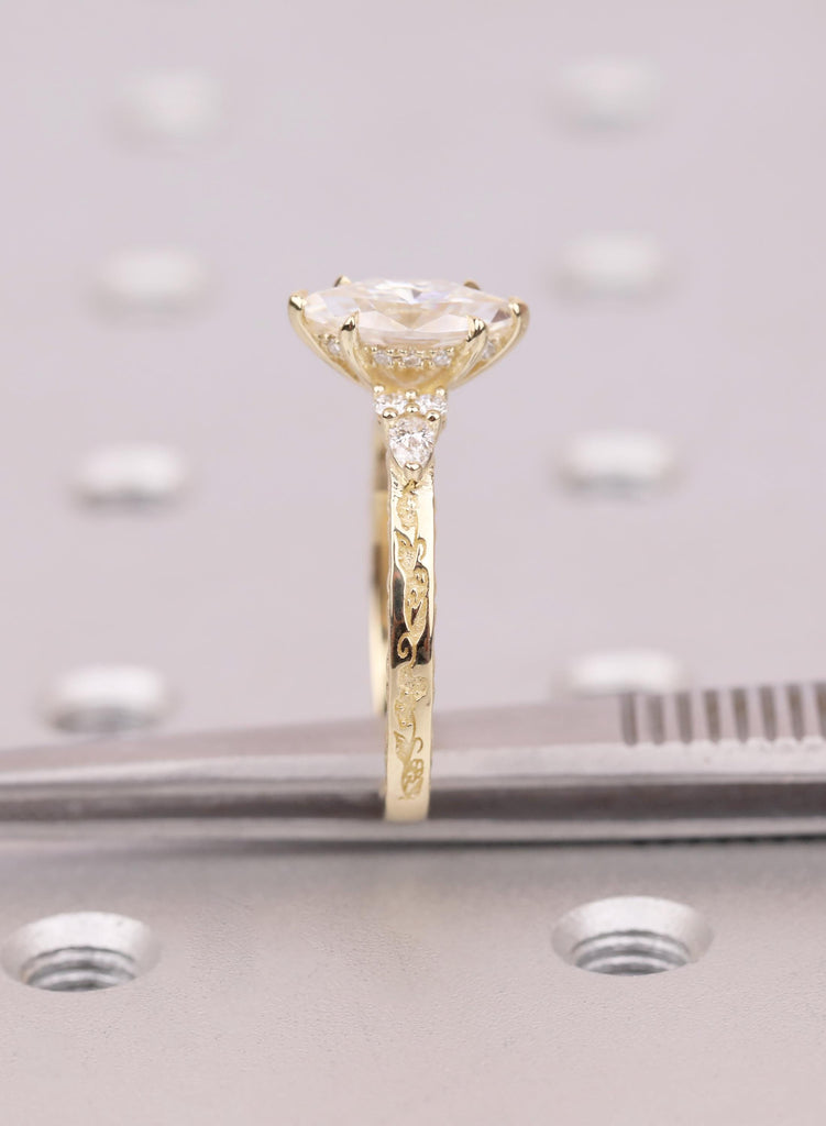 Vintage Inspired 1ct Marquise Lab Diamond Ring in 14k Gold Art Deco Style Design image #13