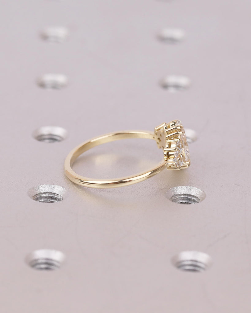 Nature Inspired Marquise Moissanite Engagement Ring, Vintage 18k/14k Gold Promise Rings for Women, Diamond Cluster Wedding Anniversary Ring image #16
