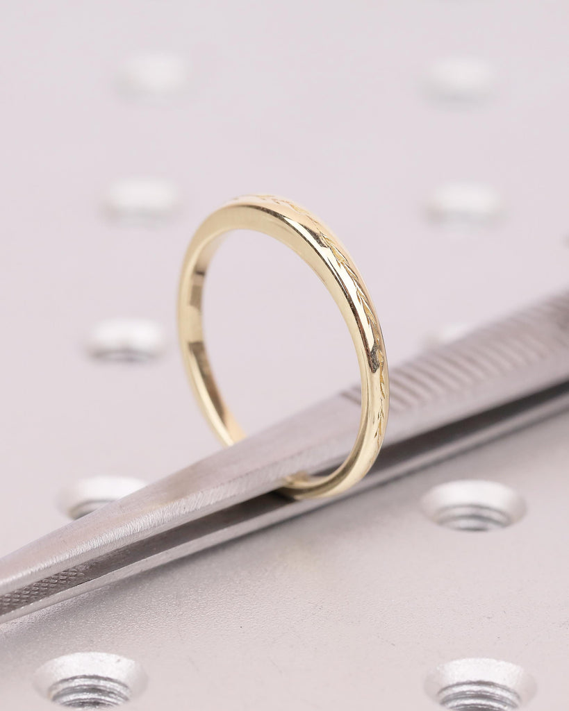 Minimalist 14K Solid Gold Olive Leaf Ring, Nature Inspired Matching Rings for Women, Dainty Wedding Band, Floral Jewelry, Anniversary Gift image #5