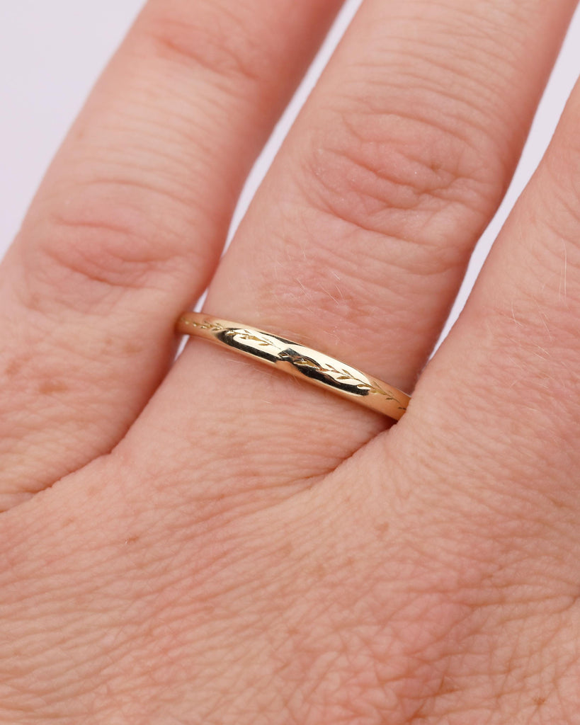 Minimalist 14K Solid Gold Olive Leaf Ring, Nature Inspired Matching Rings for Women, Dainty Wedding Band, Floral Jewelry, Anniversary Gift image #2