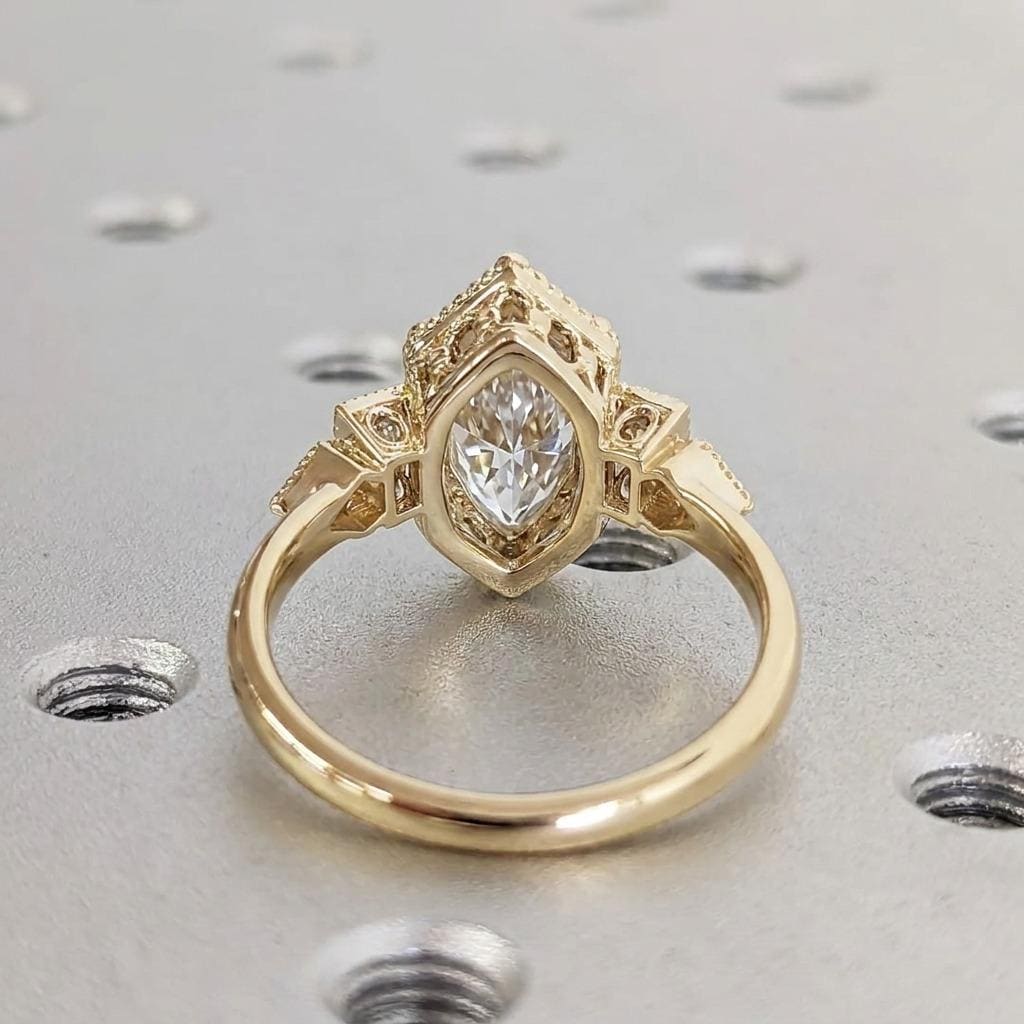 Dutch Marquise cut Lab Grown Diamond Engagement Ring for Women | 14K/18K Gold Vintage Bridal Jewelry Anniversary Gift image #4