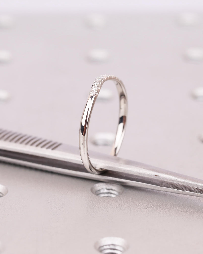 Nine Stone Diamond Band in Solid 14K Gold or Platinum, Wedding Jewelry image #11