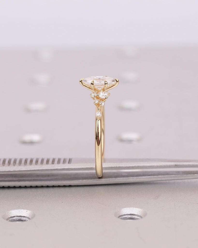 18k Yellow Gold Marquise Cut Lab Grown Diamond Cluster Engagement Ring image #12