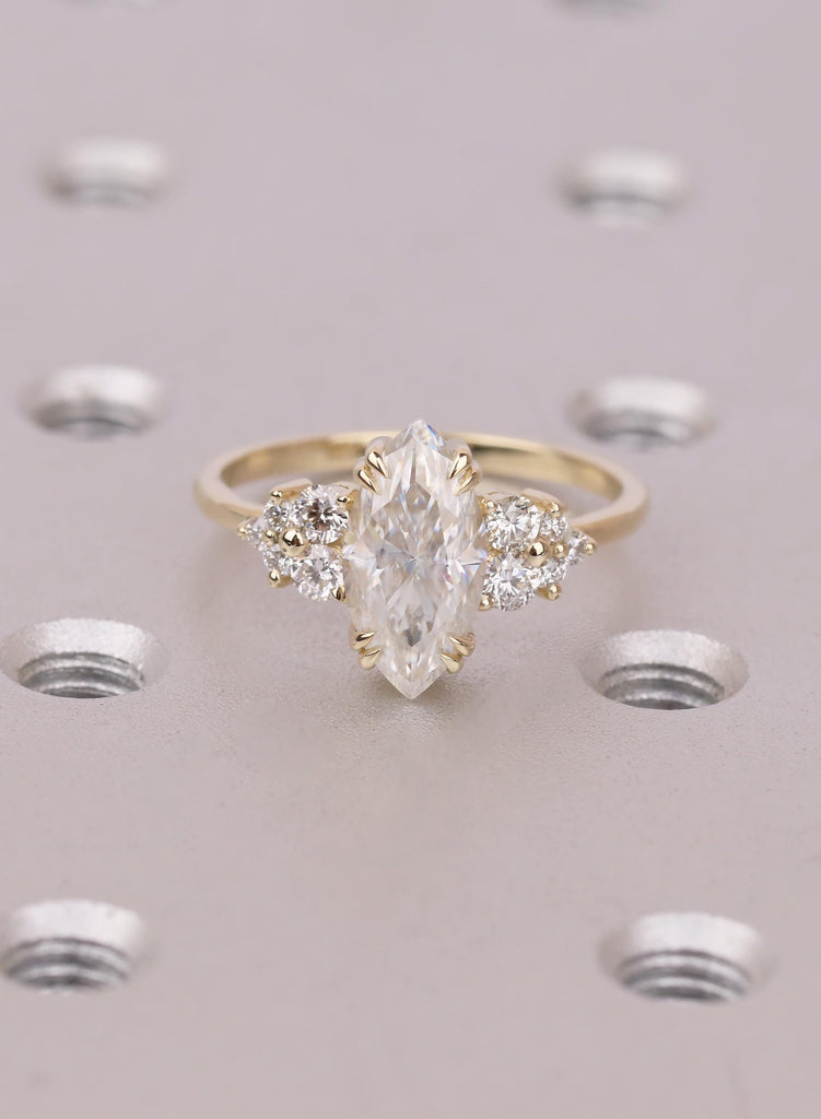 1.5 Carat Marquise Lab Diamond Cluster Engagement Ring image #6