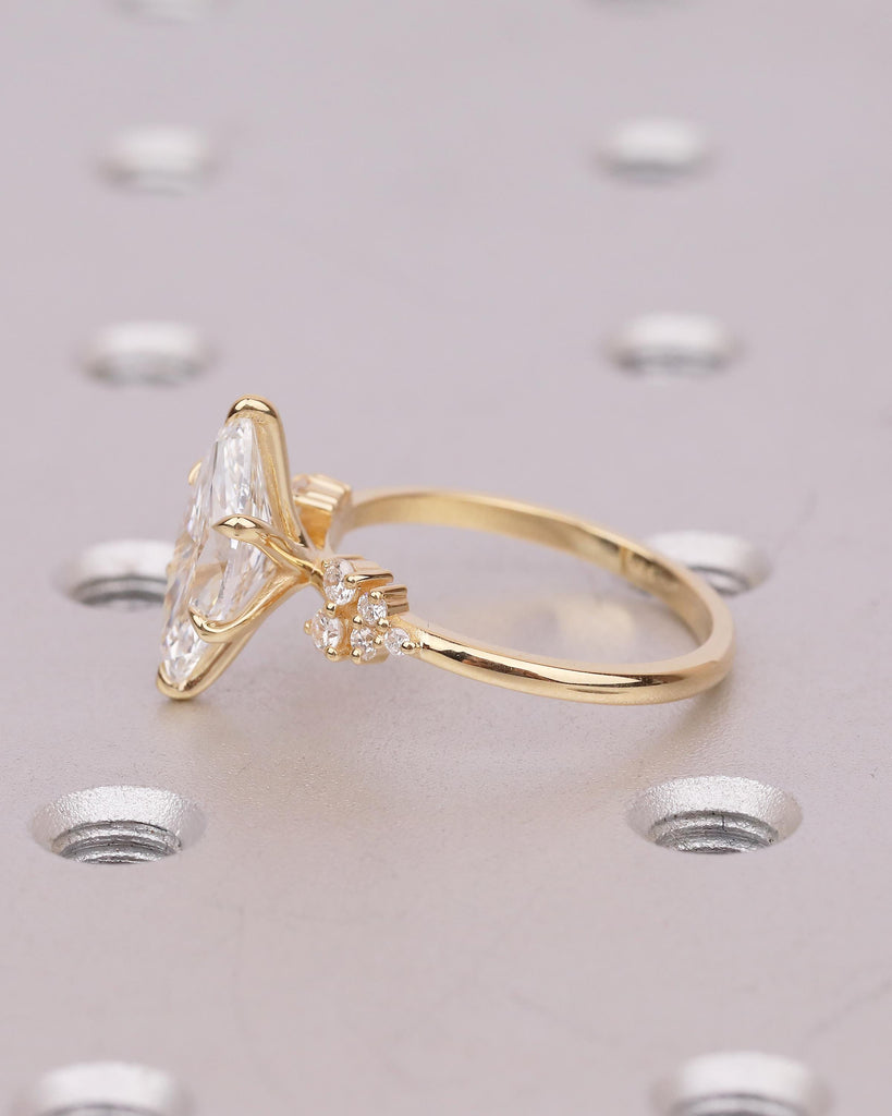 2ct Lab Made Diamond Cluster Ring, Marquise Engagement Ring, 18k Solid Gold Personalized Custom Rings for Women, Handmade Statement Jewelry image #15