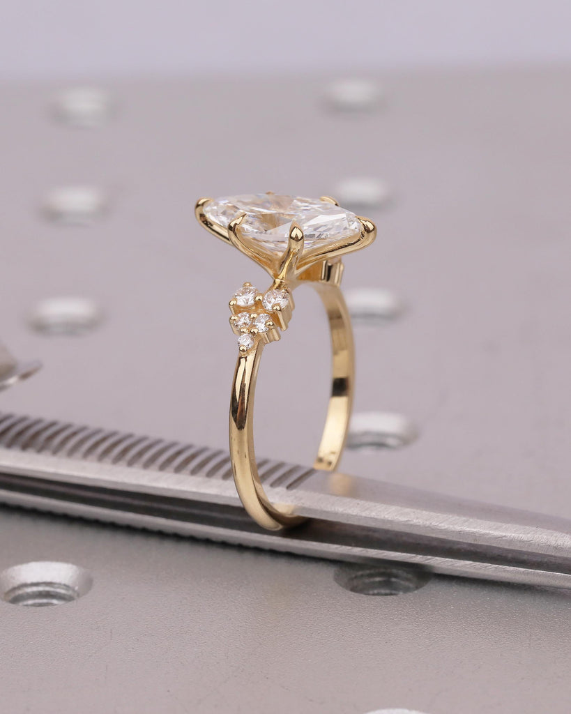2 Carat Marquise Lab Created Diamond Engagement Ring, 18k Yellow Gold Anniversary Ring image #5