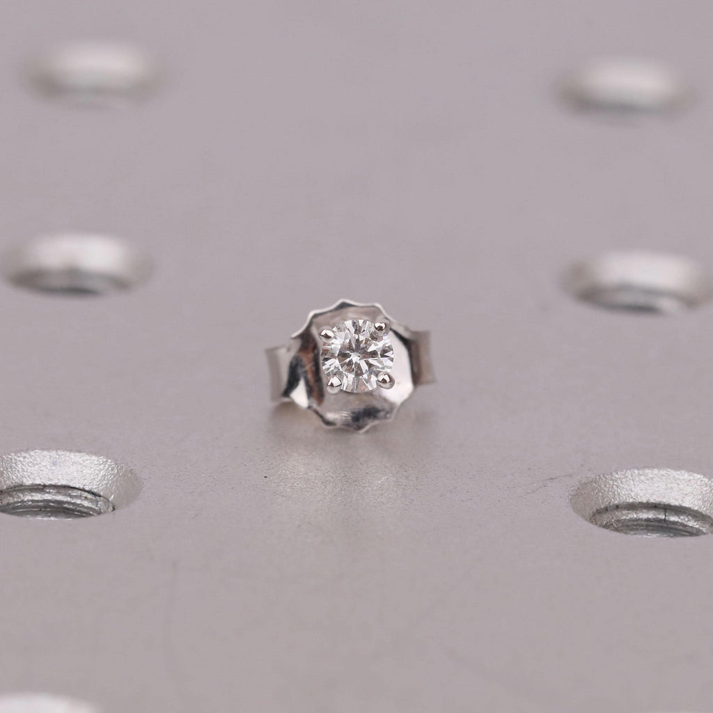 14k White Gold Natural Diamond Martini Earrings | Minimalist Solitaire Studs image #11