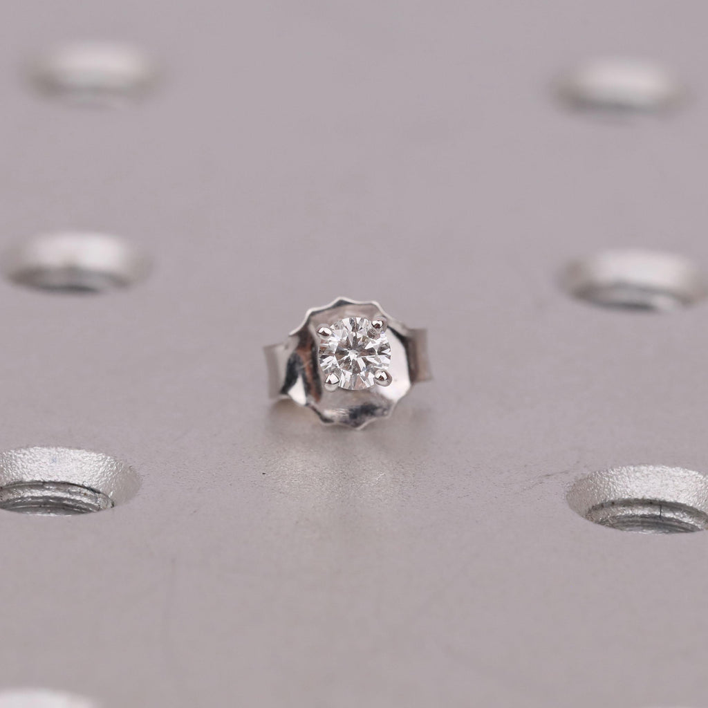 Round Diamonds Petite Stud Earrings | Solid White Gold Martini style Push Back Earrings for Women | Birthday Anniversary Gift image #11