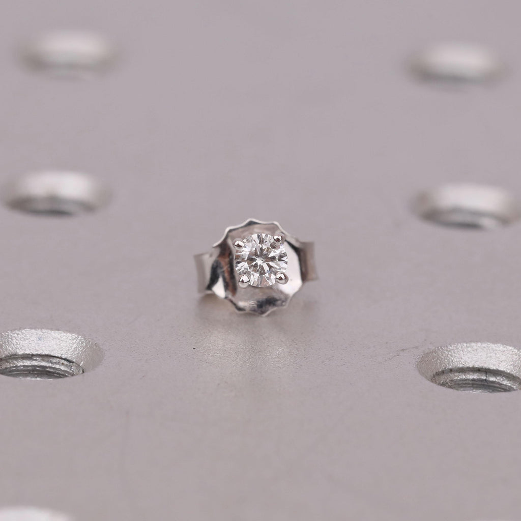 Round Lab Diamond Martini Studs | 14k White Gold Minimalist Solitaire Earrings Gift for Her image #11