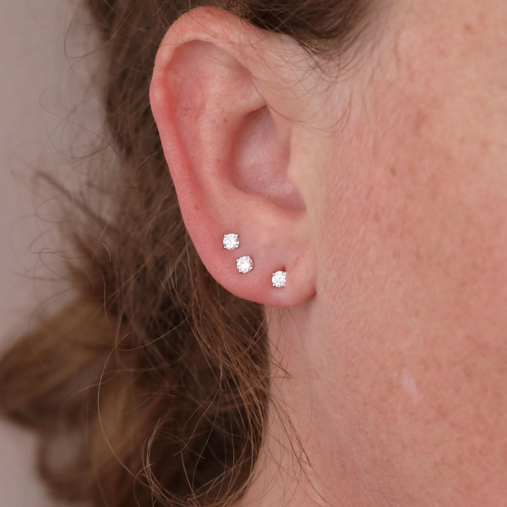 Tiny Moissanite Solitaire Push Back Gold Studs | Round cut Martini Earrings | Birthday Anniversary Gift for Her image #19