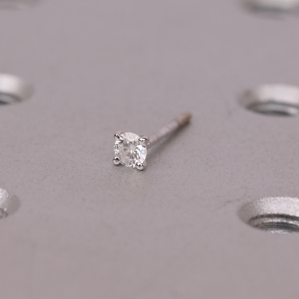 Dainty Lab Created Diamond Solitaire Wedding Earrings | Round Studs with Push Back Closure | Solid Gold or Platinum Custom Jewelry image #15