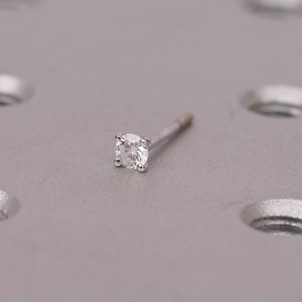 Round Lab Diamond Martini Studs | 14k White Gold Minimalist Solitaire Earrings Gift for Her image #15