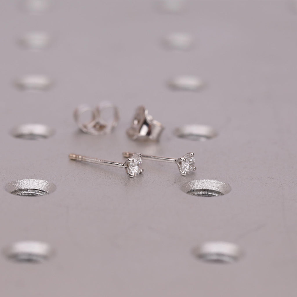 Tiny Moissanite Solitaire Push Back Gold Studs | Round cut Martini Earrings | Birthday Anniversary Gift for Her image #5