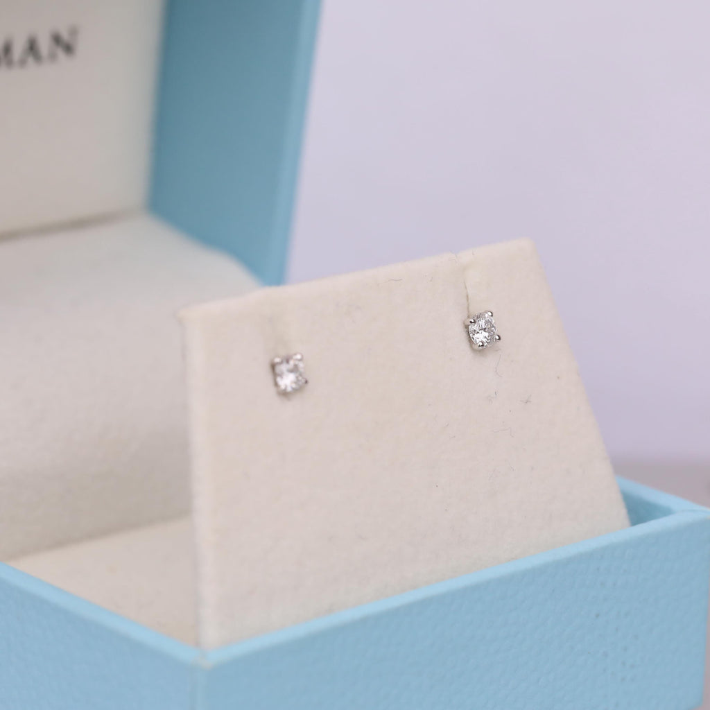 14k White Gold Natural Diamond Martini Earrings | Minimalist Solitaire Studs image #8