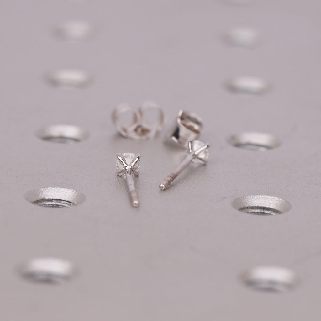 14k/18k Gold Round Moissanite Women Earrings | Everyday Petite Studs | Push Back Wedding Earrings Jewelry image #7