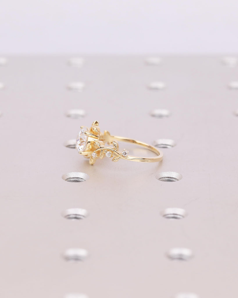 Lab Created Diamond Floral Engagement Ring, 14k/18k Gold Promise Ring image #15