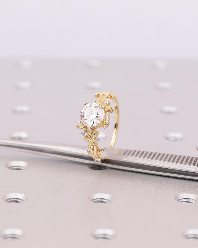 Lab Created Diamond Floral Engagement Ring, 14k/18k Gold Promise Ring image #16