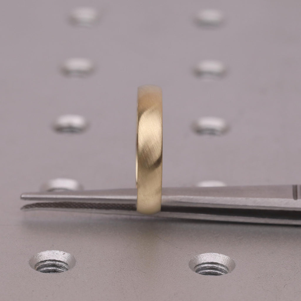 Comfort Fit Men Engagement Ring | 14k Yellow Gold Matte Finish Thin Wedding Ring for Him image #3