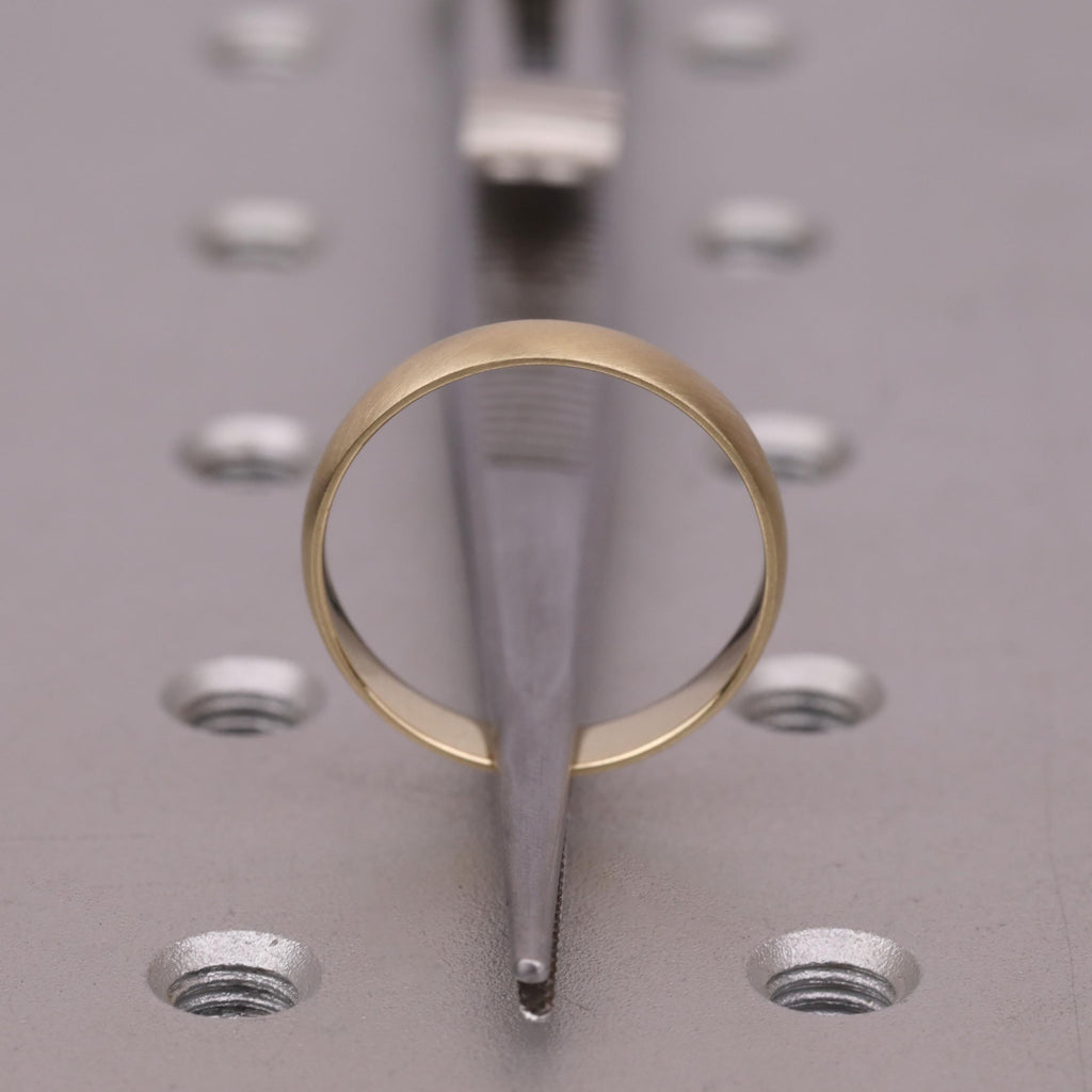 Comfort Fit Men Engagement Ring | 14k Yellow Gold Matte Finish Thin Wedding Ring for Him image #6