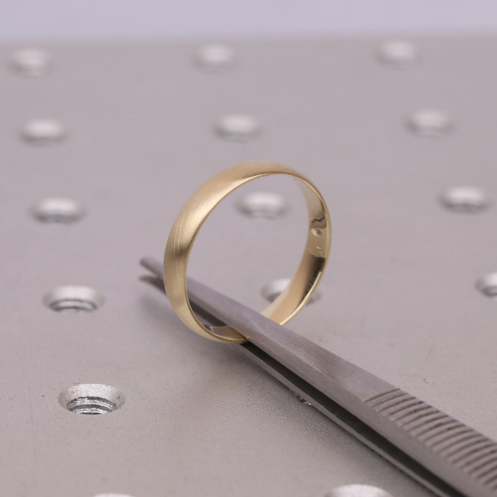 Comfort Fit Men Engagement Ring | 14k Yellow Gold Matte Finish Thin Wedding Ring for Him image #5