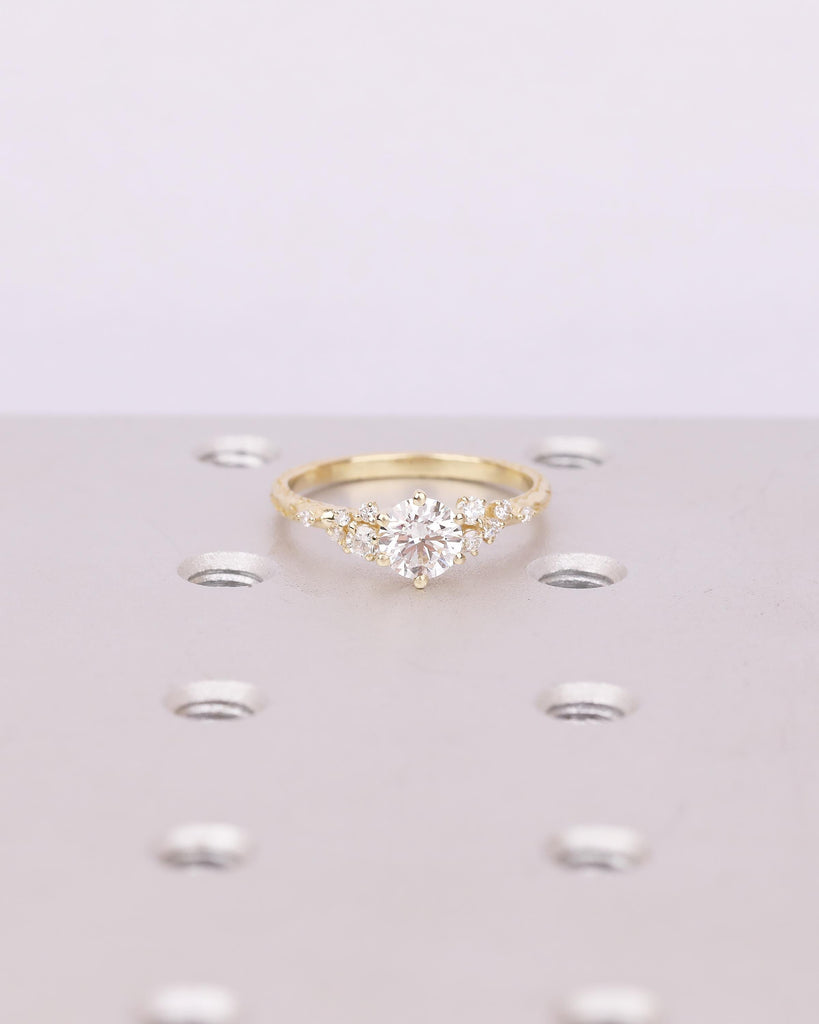 14k Gold Round IGI Certified Lab Created Diamond Engagement Ring, Olive Leaf Band image #14