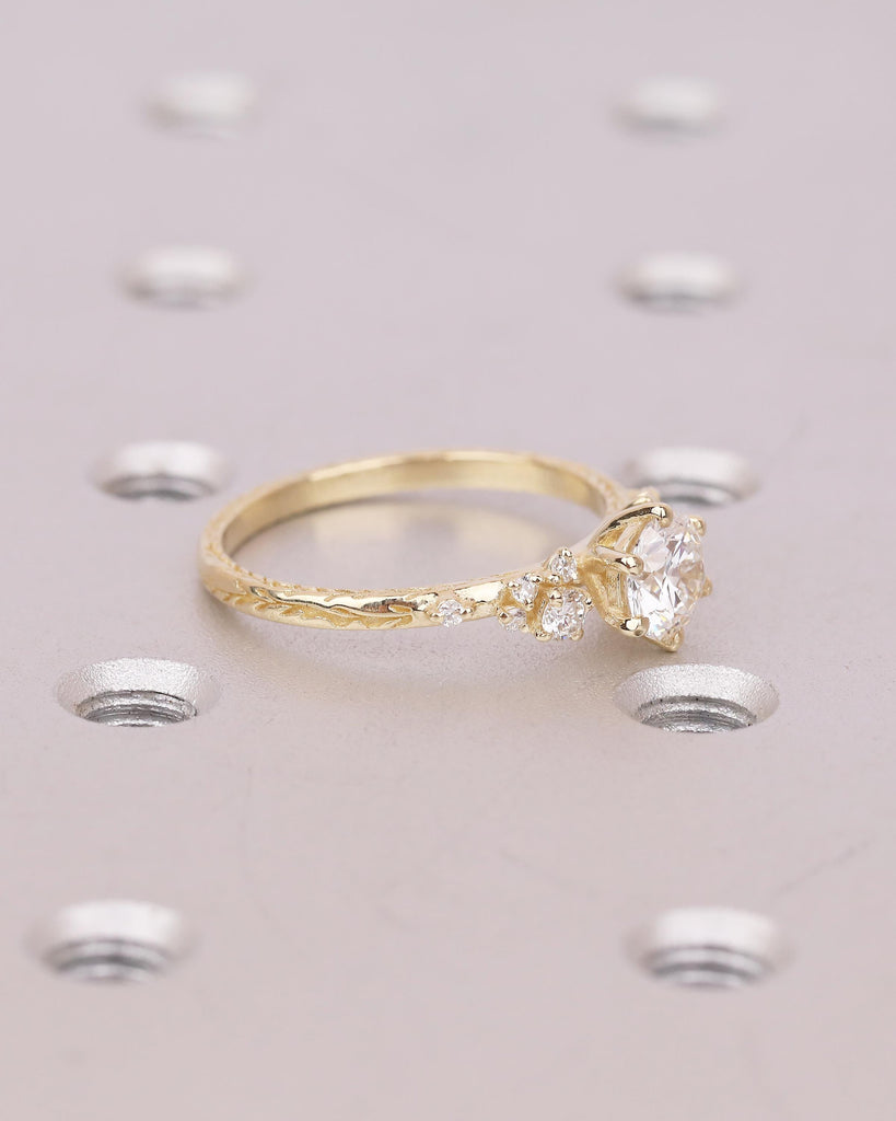 14k Gold Round IGI Certified Lab Created Diamond Engagement Ring, Olive Leaf Band image #13