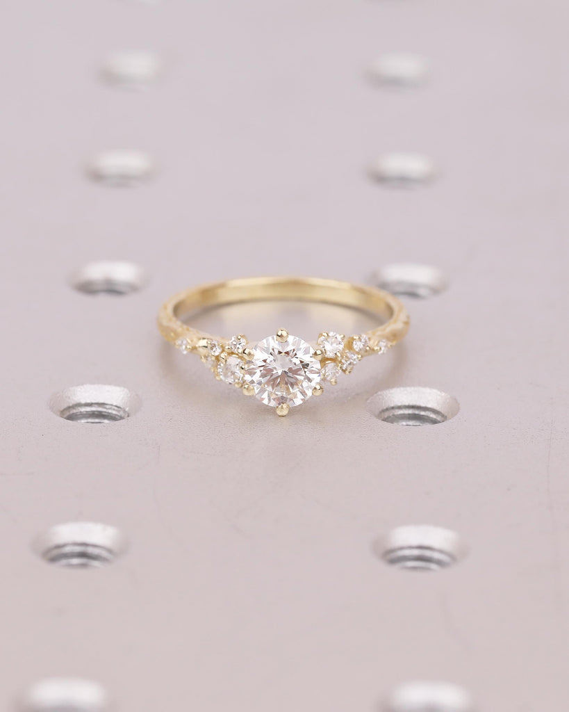 14k Gold Round IGI Certified Lab Created Diamond Engagement Ring, Olive Leaf Band image #19