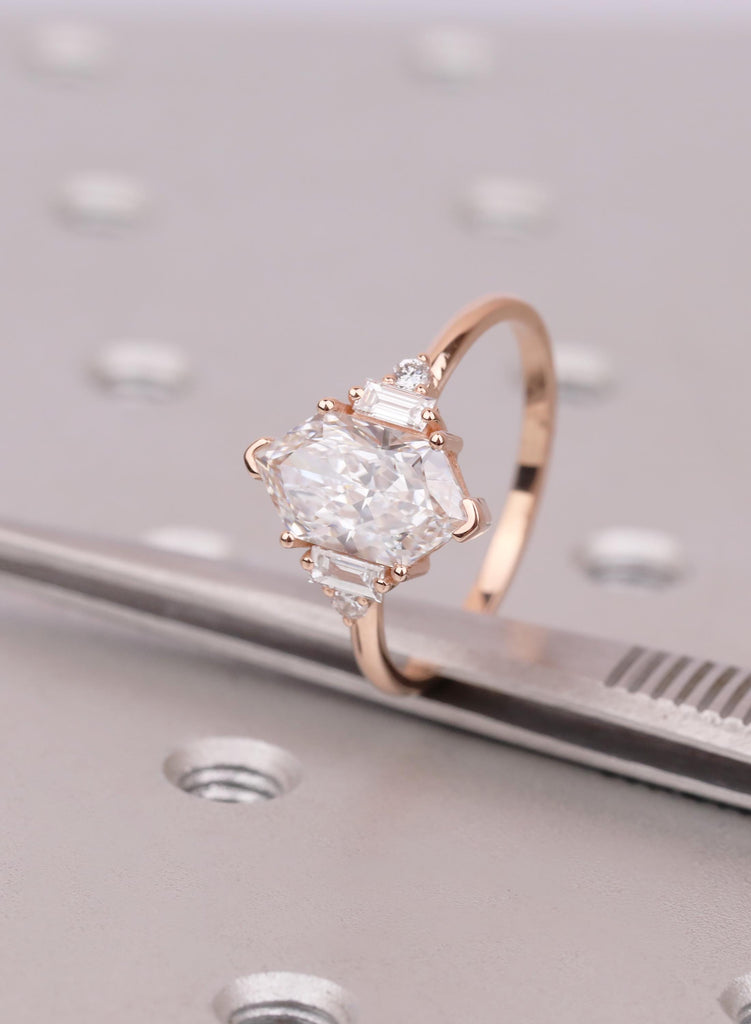 Dutch Marquise Engagement Ring 2.5 Carat, Marquise Lab Grown Diamond, Art Deco Baguette Cluster Ring, Unique Proposal or Anniversary Gift image #7