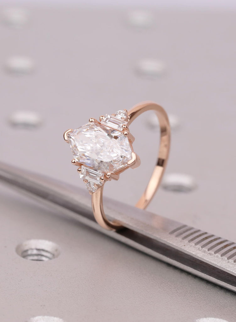 Dutch Marquise Engagement Ring 2.5 Carat, Marquise Lab Grown Diamond, Art Deco Baguette Cluster Ring, Unique Proposal or Anniversary Gift image #8