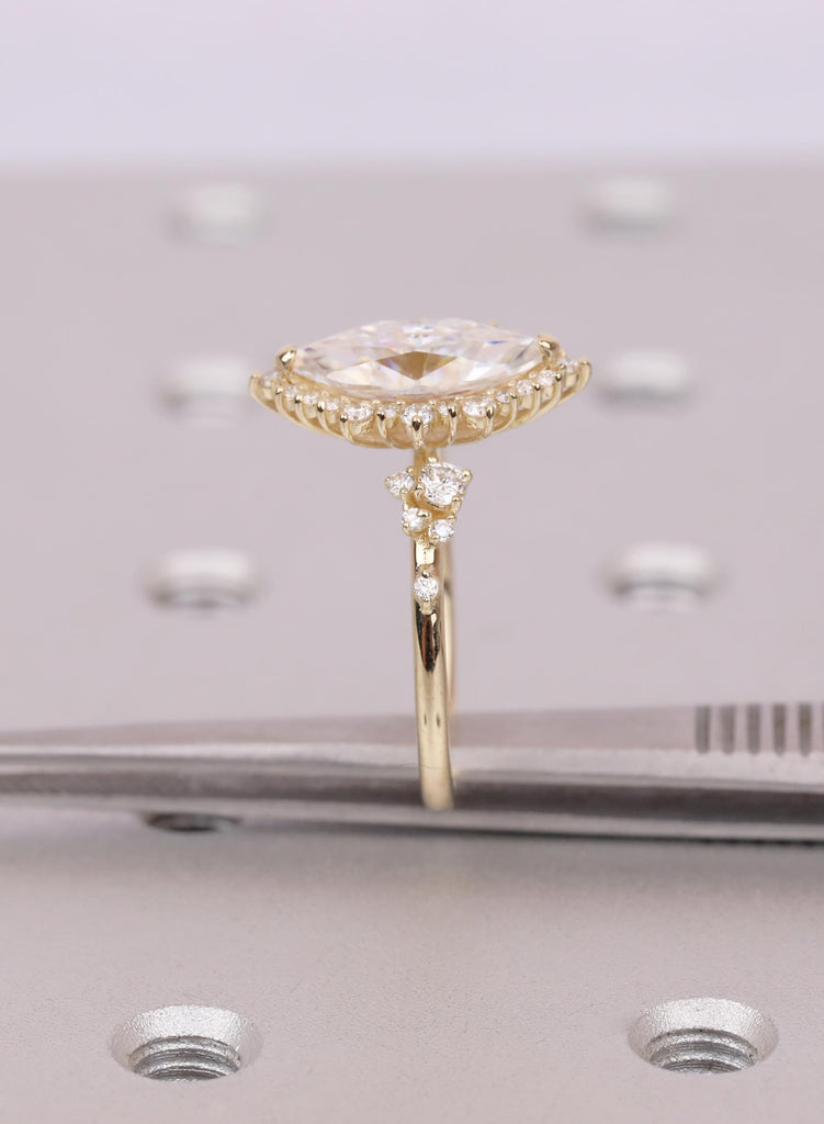 Marquise Moissanite Starburst Halo Engagement Ring For Engagement Proposal Wedding Anniversary or Everyday Wear image #13
