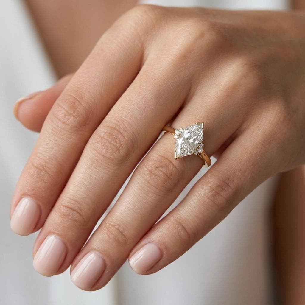 2CT Dutch Marquise Diamond Engagement Rings for Women | Solid Gold Lab Diamond Cluster Ring | Art Deco Jewelry Anniversary Gift image #2