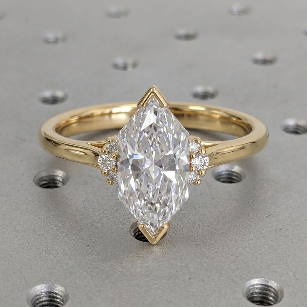 14k/18k Gold Dutch Marquise Diamond Unique Engagement Ring | Lab Made Diamond Ring Custom Bridal Jewelry image #1