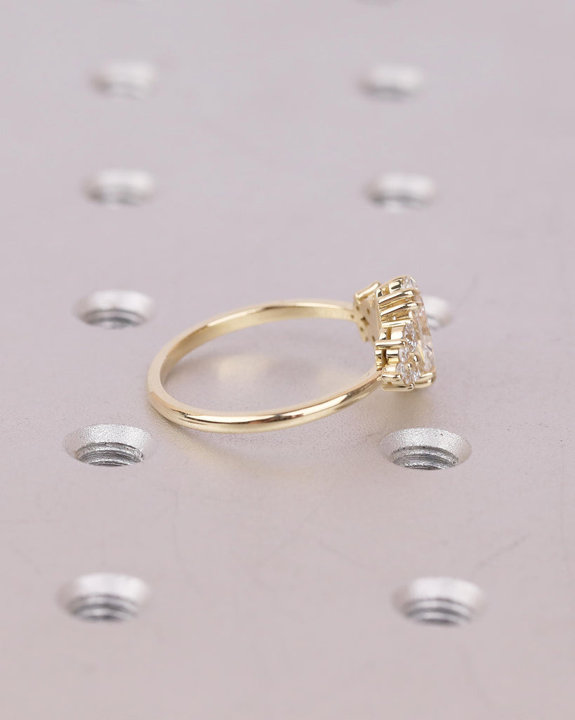 14k/18k Yellow Gold Marquise Cut Lab Made Diamond Cluster Engagement Ring image #20