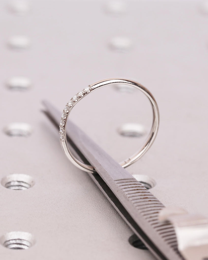 Nine Stone Diamond Band in Solid 14K Gold or Platinum, Wedding Jewelry image #9