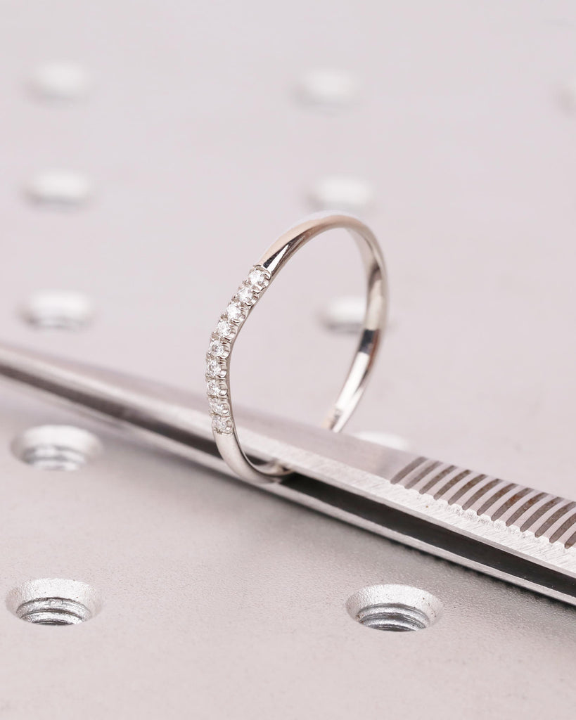 Nine Stone Diamond Band in Solid 14K Gold or Platinum, Wedding Jewelry image #4