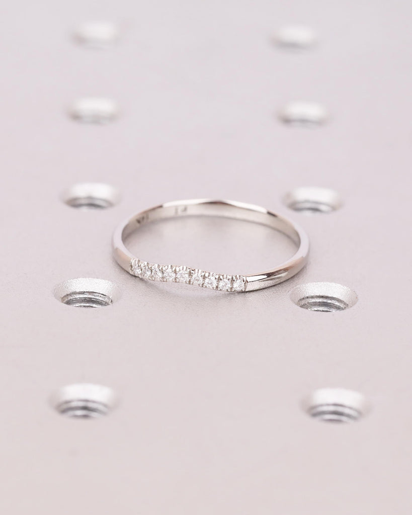 Nine Stone Diamond Band in Solid 14K Gold or Platinum, Wedding Jewelry image #1