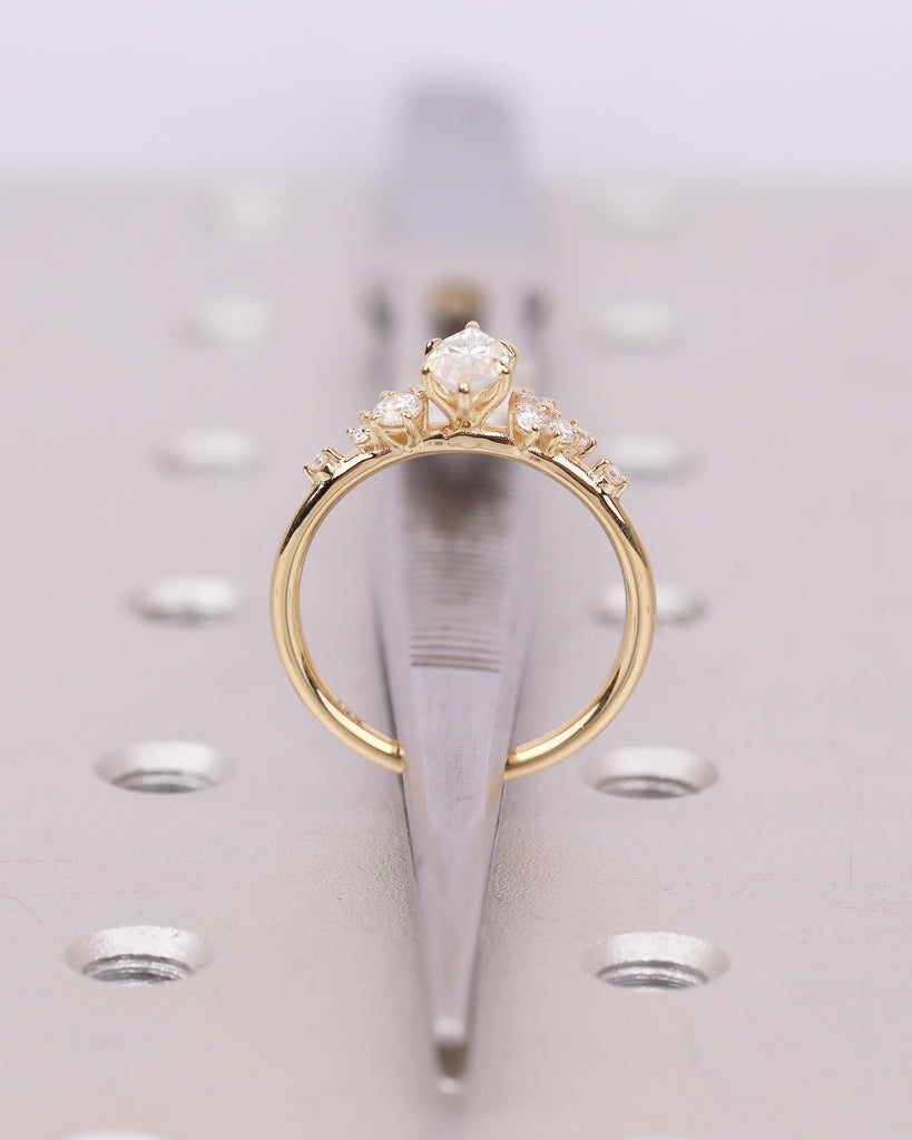 18k Yellow Gold Marquise Cut Lab Grown Diamond Cluster Engagement Ring image #7
