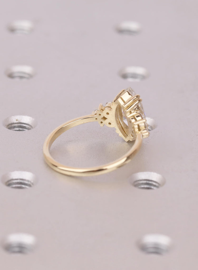 1.5 Carat Marquise Lab Diamond Cluster Engagement Ring image #8