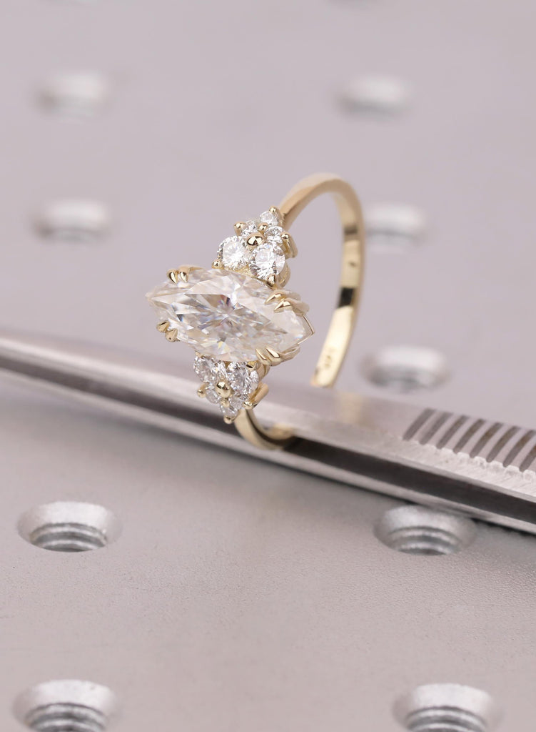 1.5 Carat Marquise Lab Diamond Cluster Engagement Ring image #3