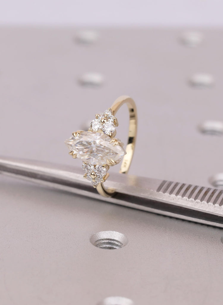 1.5 Carat Marquise Lab Diamond Cluster Engagement Ring image #2