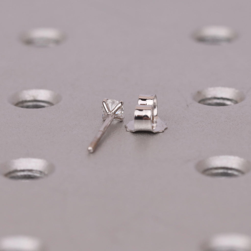 Tiny Moissanite Solitaire Push Back Gold Studs | Round cut Martini Earrings | Birthday Anniversary Gift for Her image #14