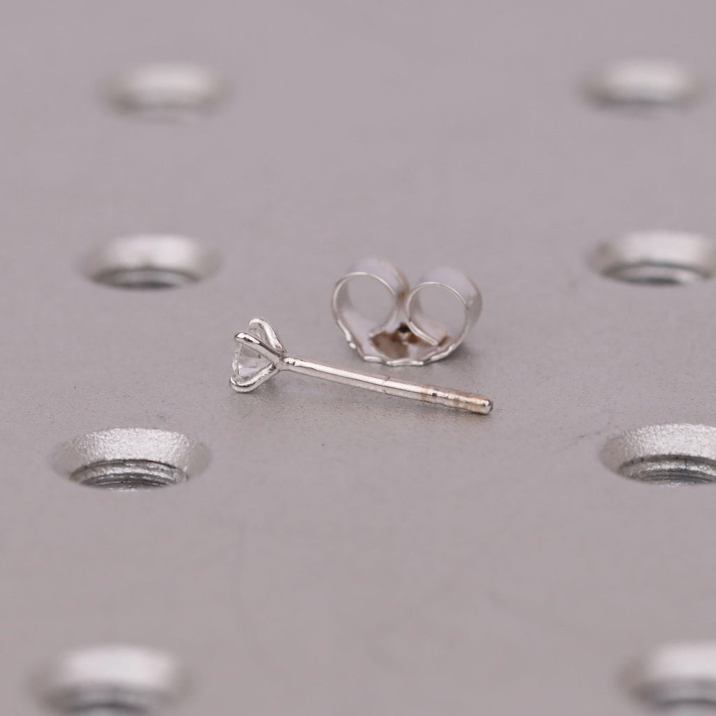 Tiny Moissanite Solitaire Push Back Gold Studs | Round cut Martini Earrings | Birthday Anniversary Gift for Her image #13