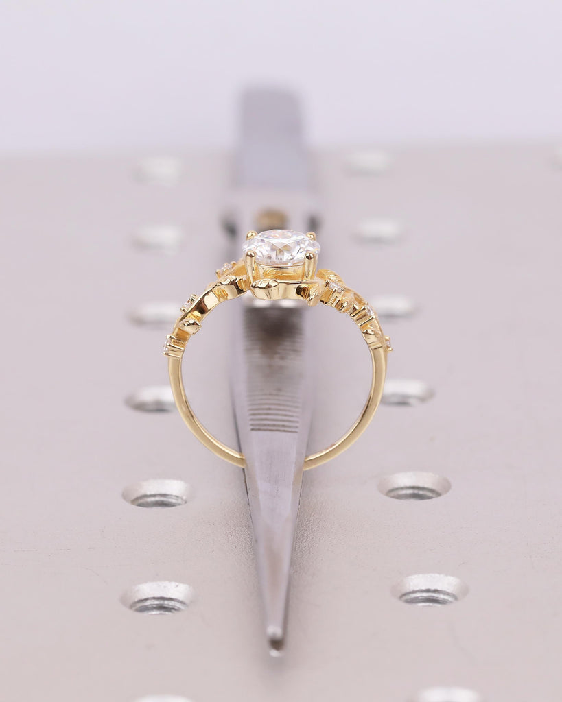 Lab Created Diamond Floral Engagement Ring, 14k/18k Gold Promise Ring image #7