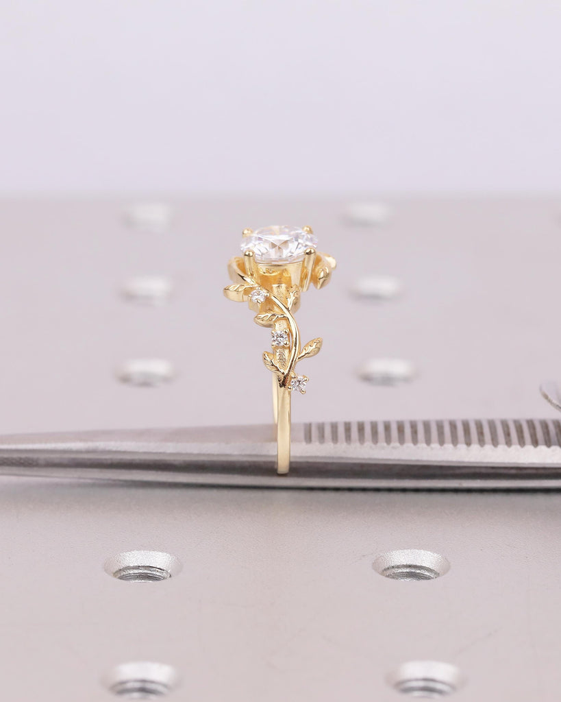 Lab Created Diamond Floral Engagement Ring, 14k/18k Gold Promise Ring image #12
